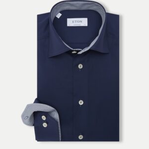 Eton Contemporary Fit - Poplin skjorte i navy blå