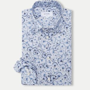 Eton Signature Twill skjorte i blå med mønster
